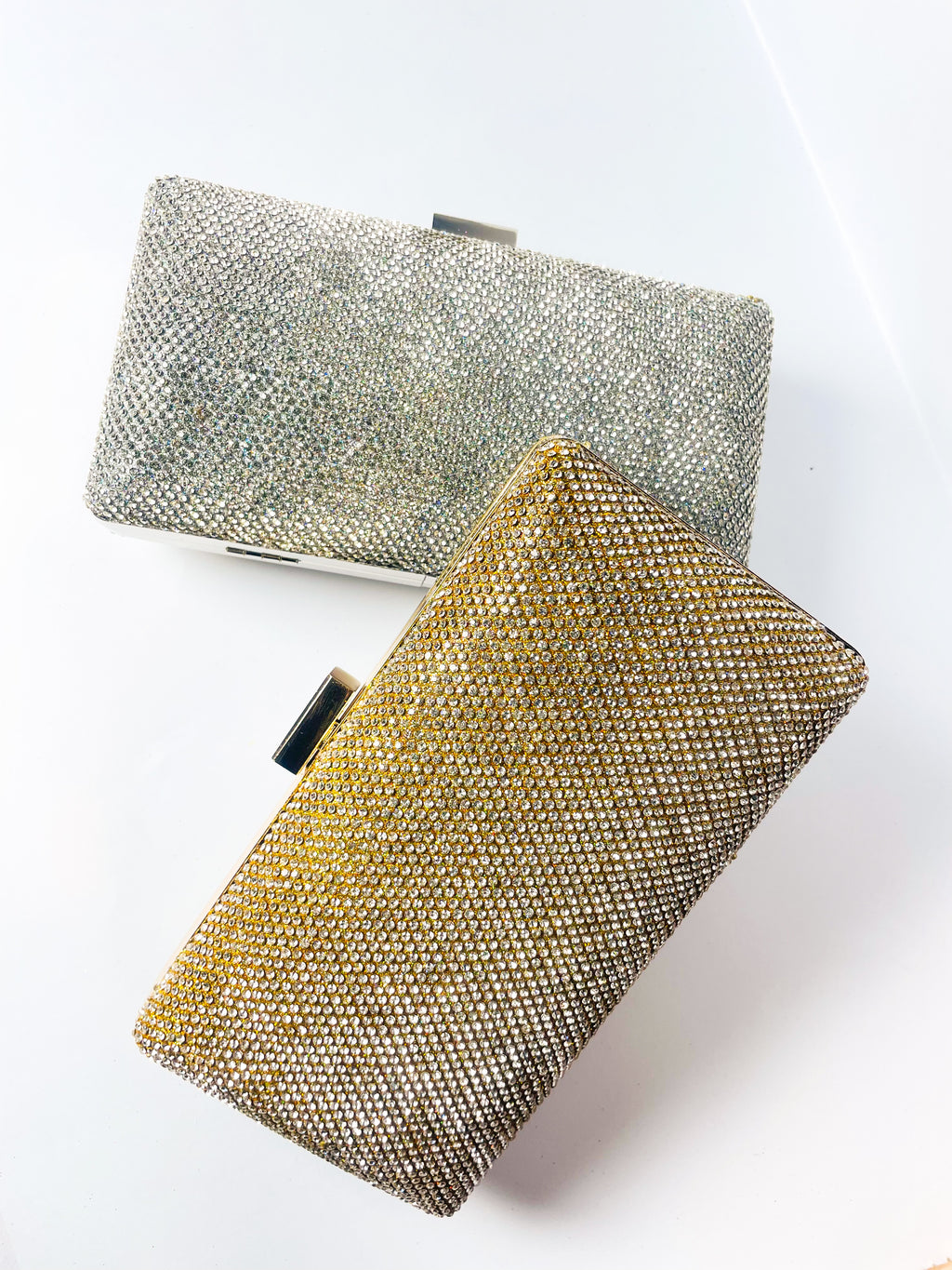 Royale Crystal-Handle Shimmer Clutch
