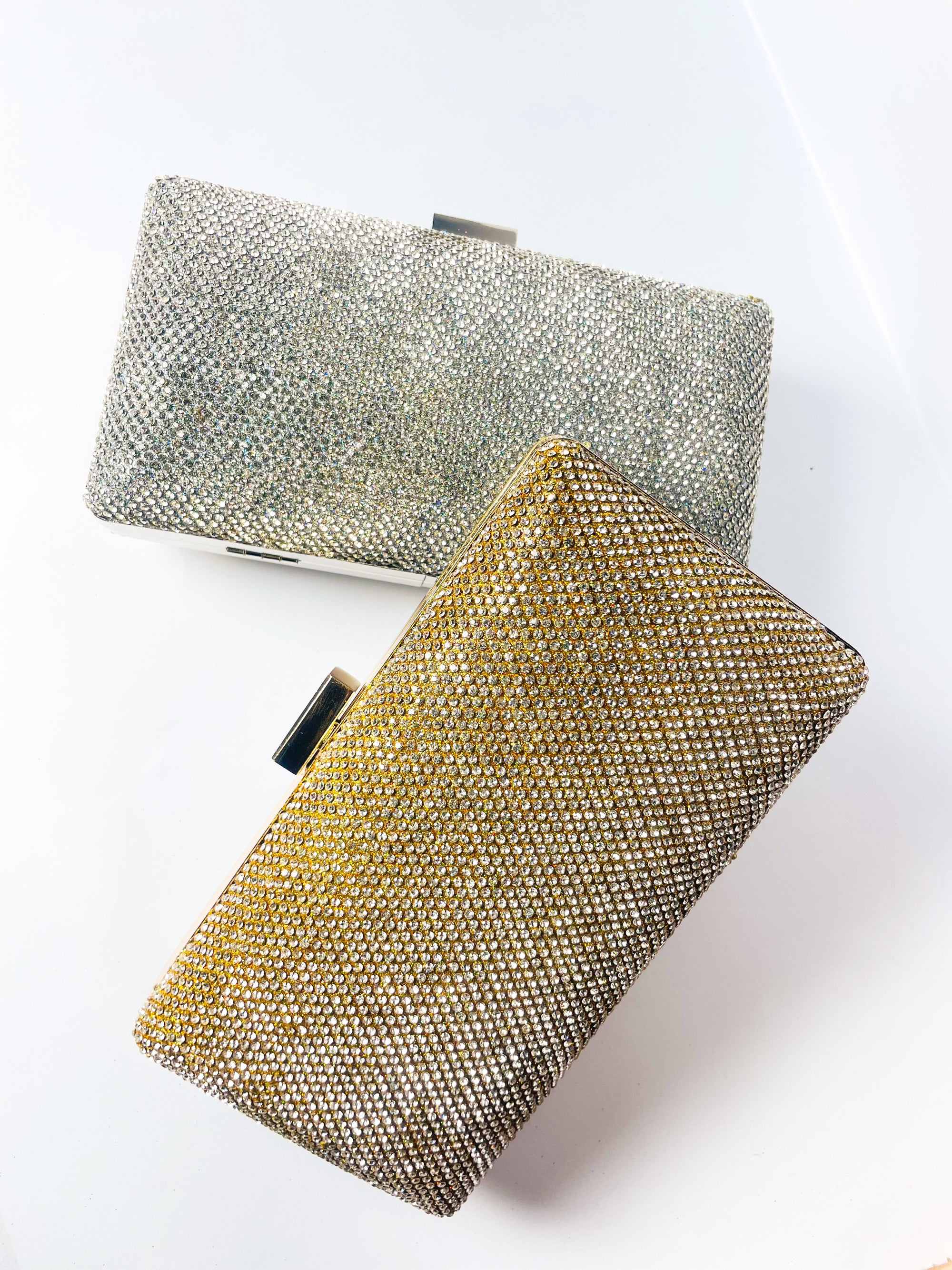 Royale Crystal-Handle Shimmer Clutch
