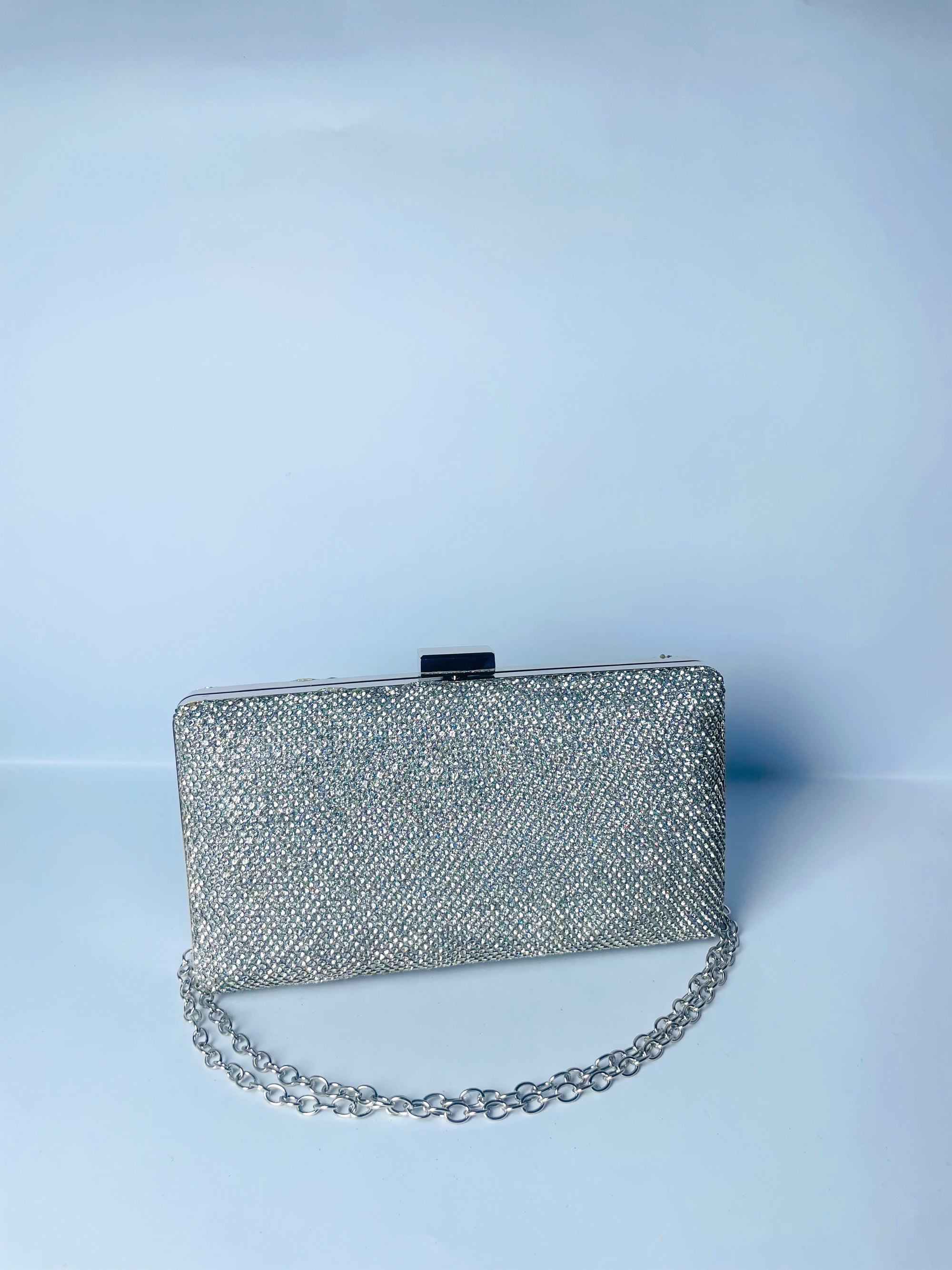Royale Crystal-Handle Shimmer Clutch