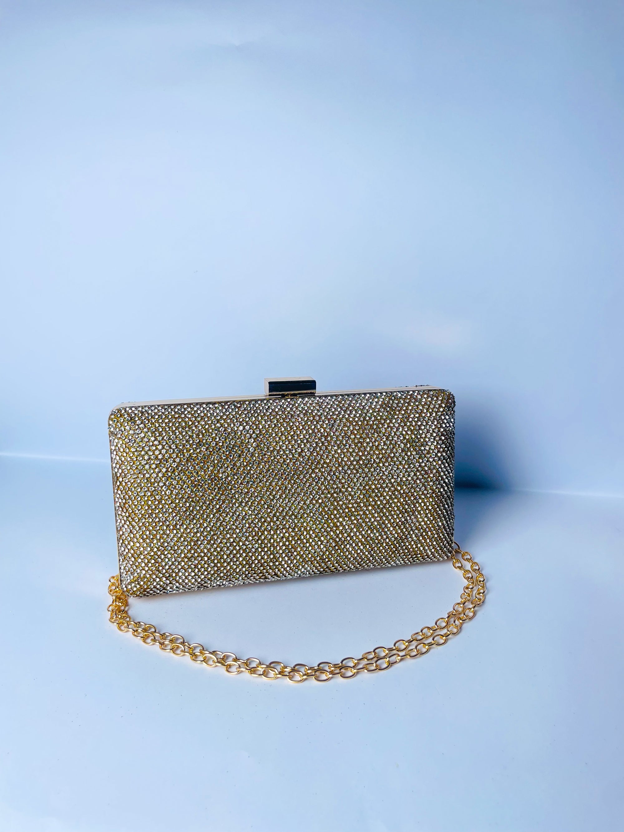 Royale Crystal-Handle Shimmer Clutch