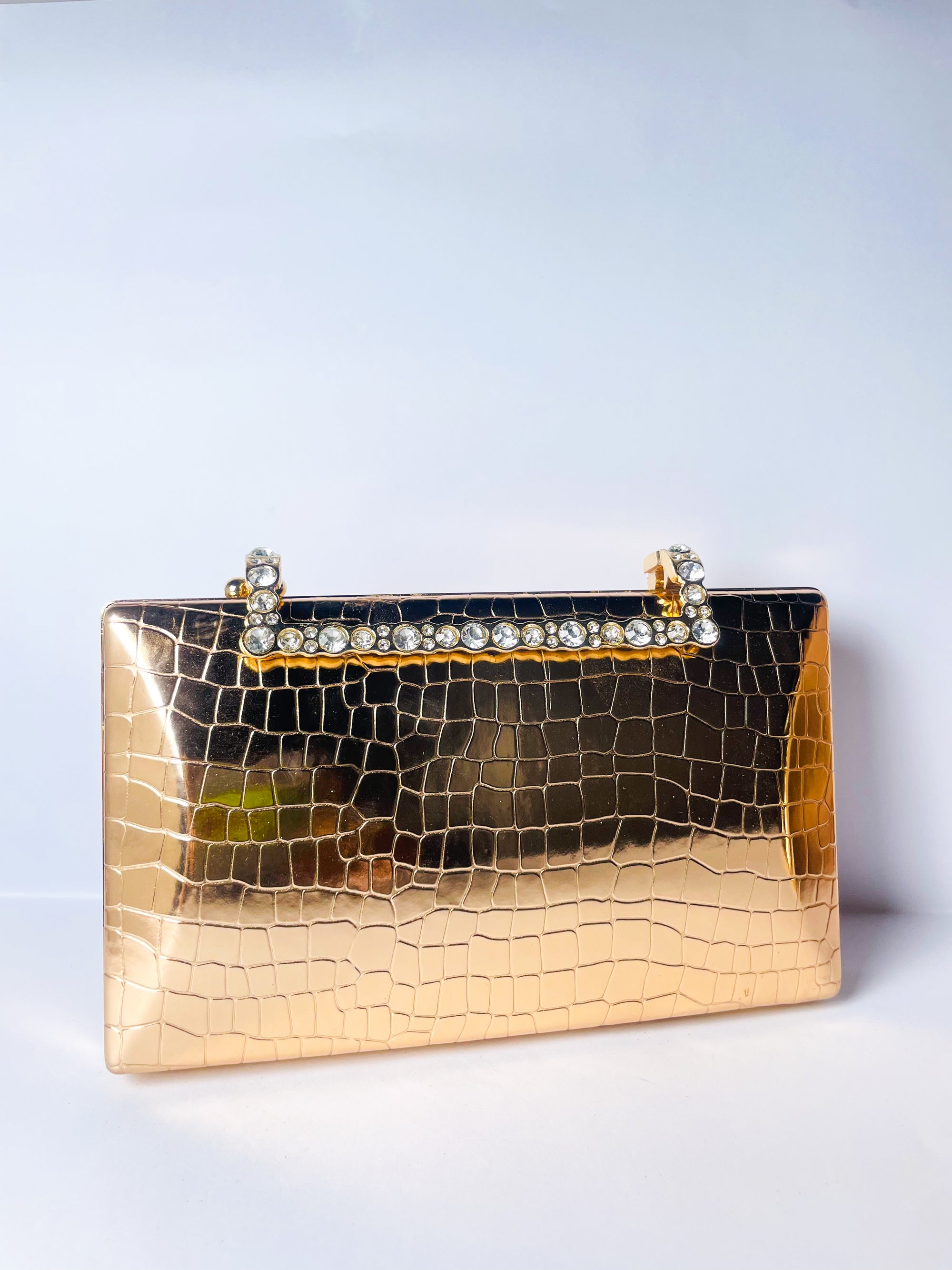 Royale Crystal-Handle Box Clutch