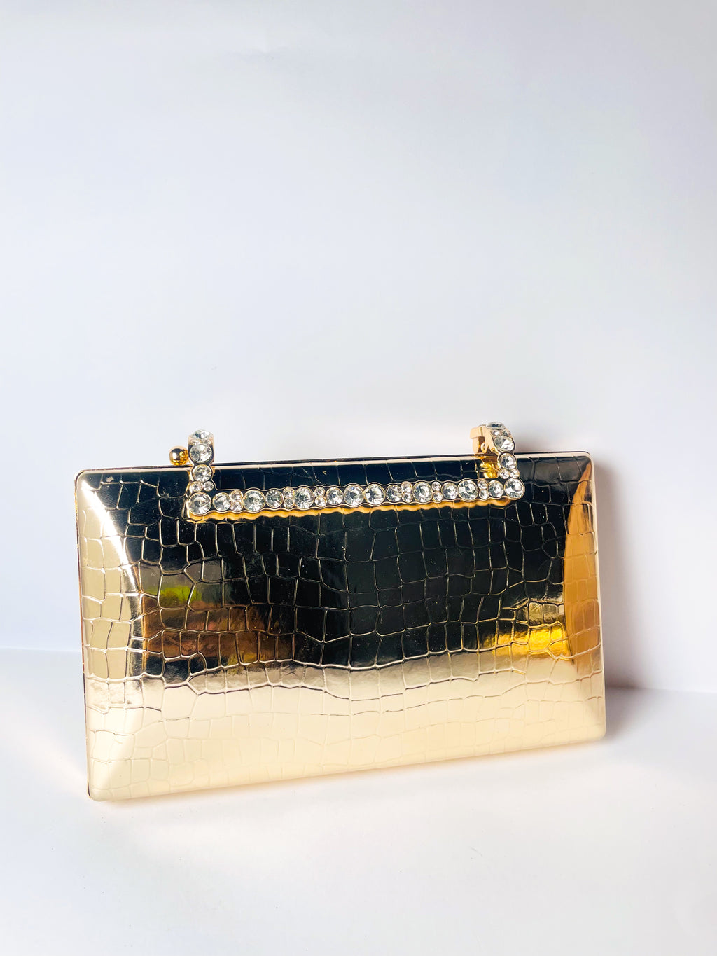 Royale Crystal-Handle Box Clutch