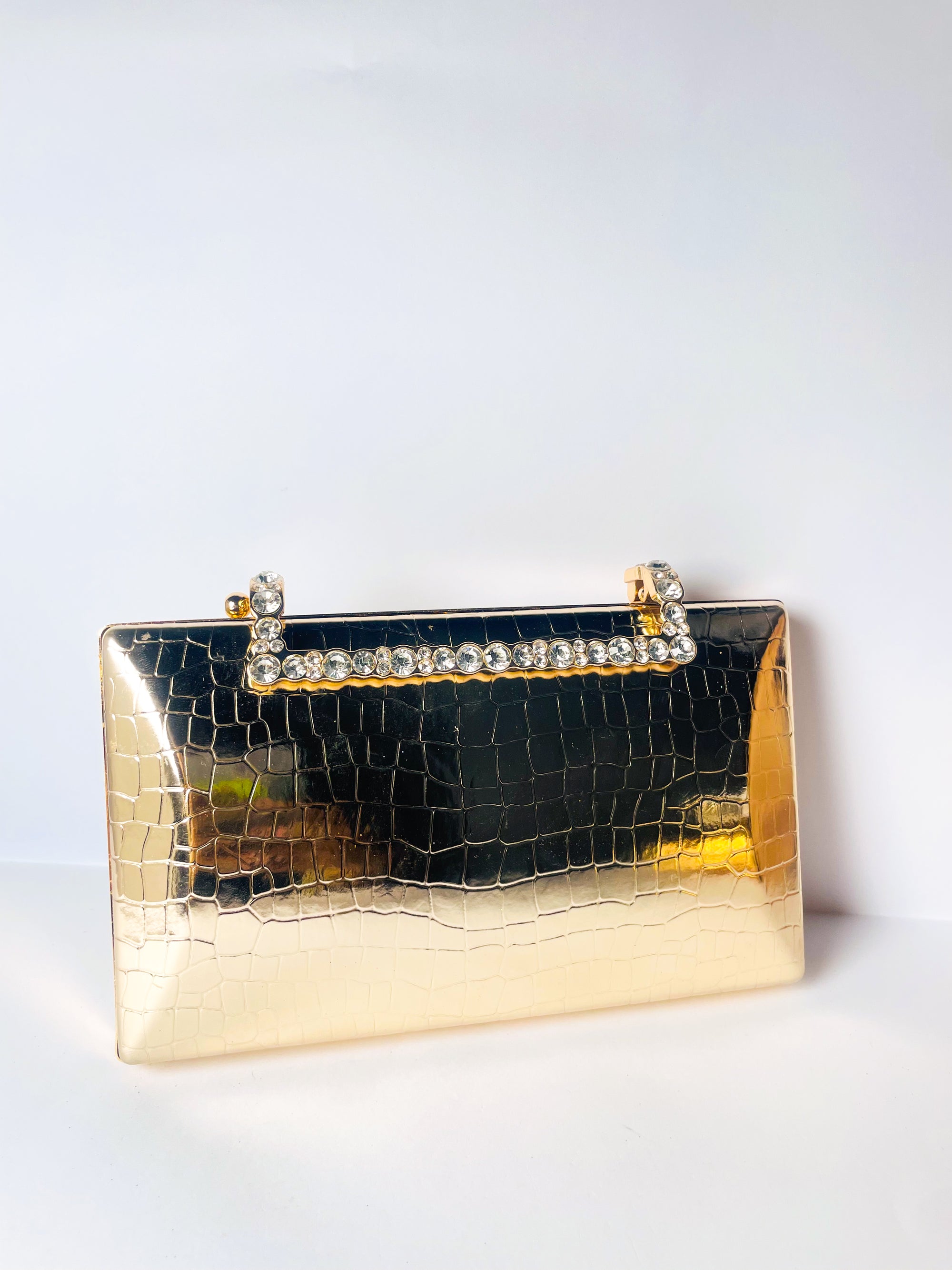 Royale Crystal-Handle Box Clutch