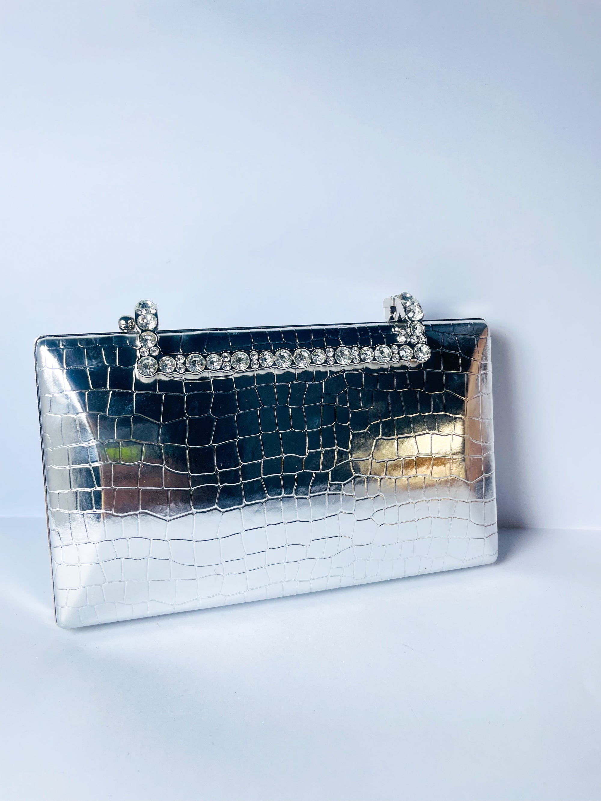 Royale Crystal-Handle Box Clutch