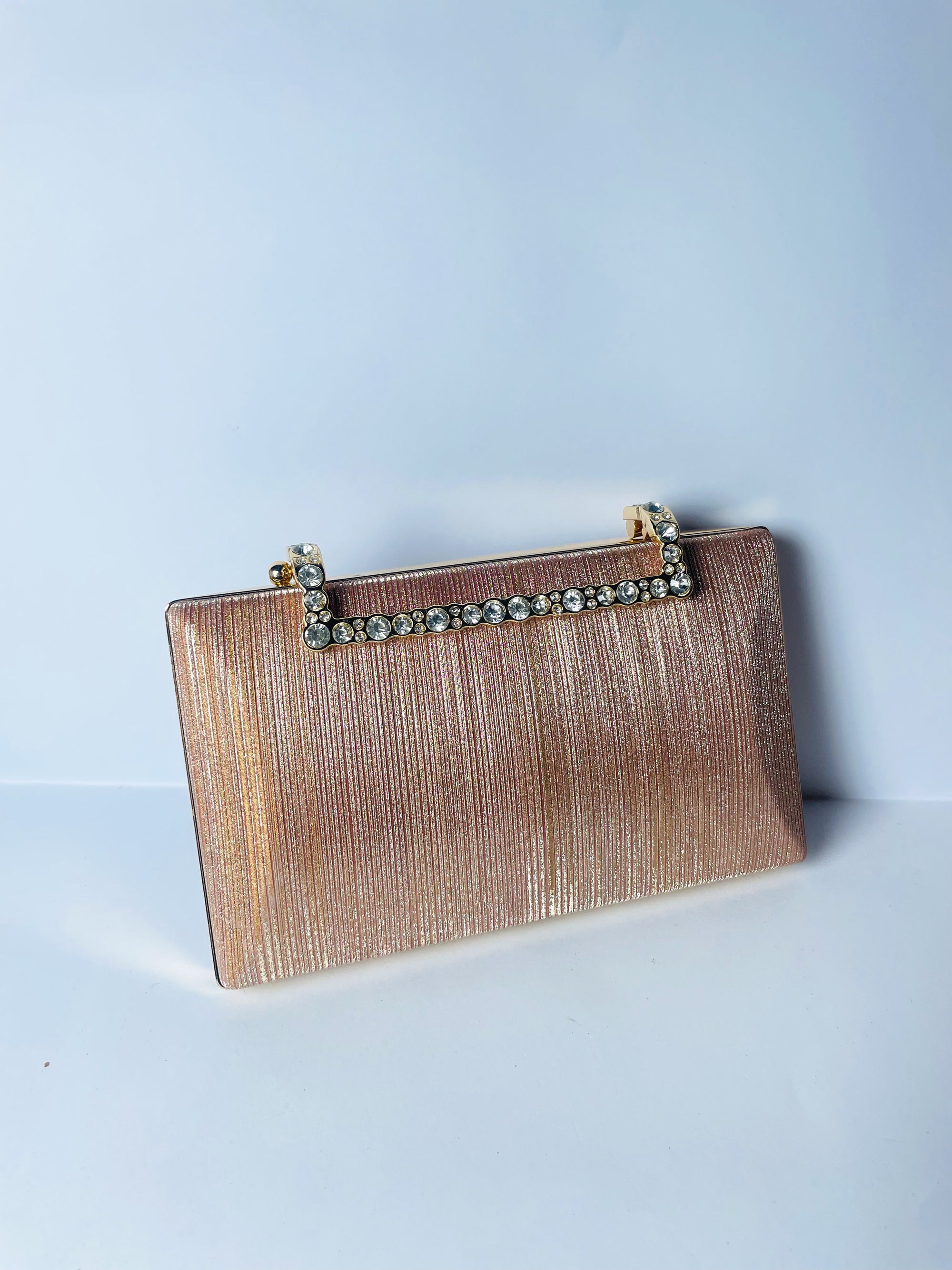 Royale Crystal-Handle Shimmer Clutch