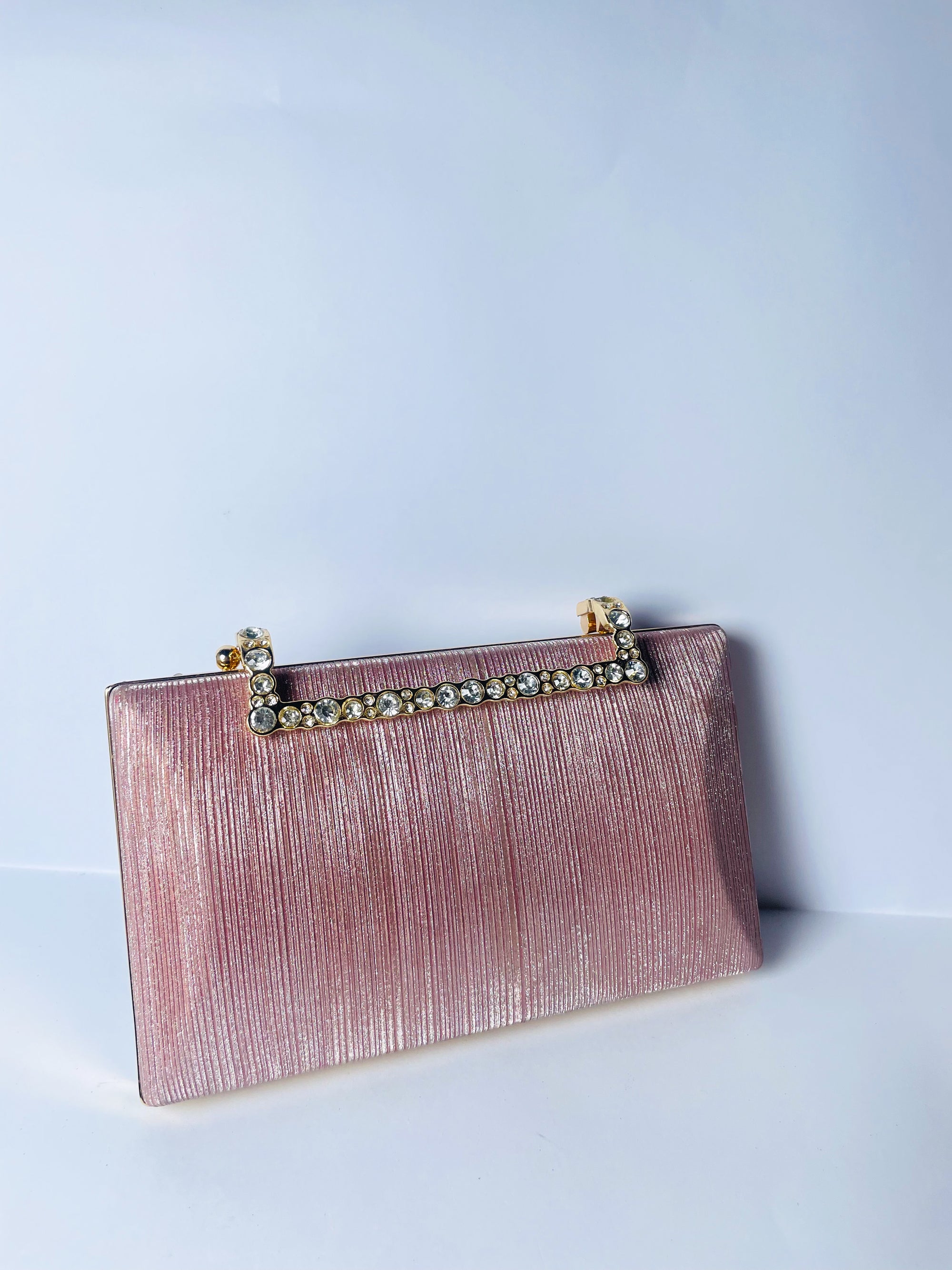 Royale Crystal-Handle Shimmer Clutch