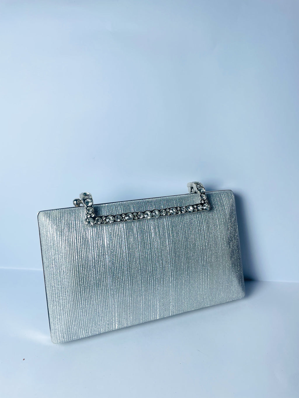 Royale Crystal-Handle Shimmer Clutch
