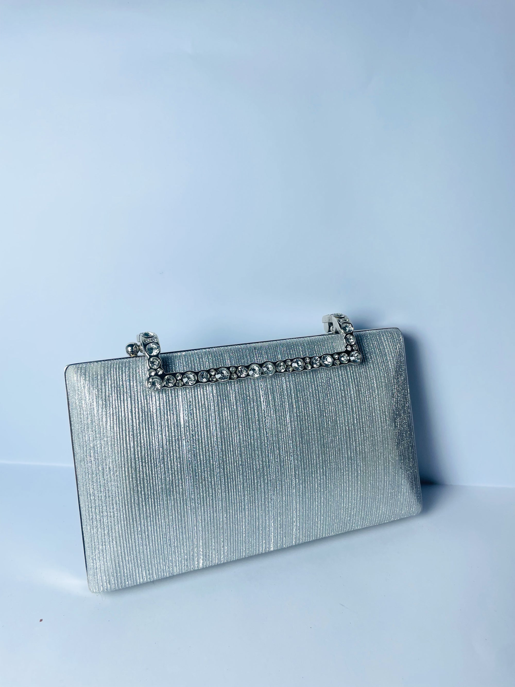 Royale Crystal-Handle Shimmer Clutch